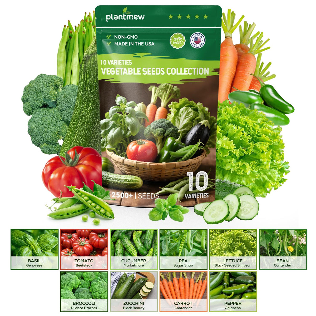 PLANTMEW 10-seed pack bundle for a thriving home garden.
