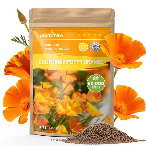 PLANTMEW California Poppy Seeds bulk pack for color coverage up to 250 sq ft.