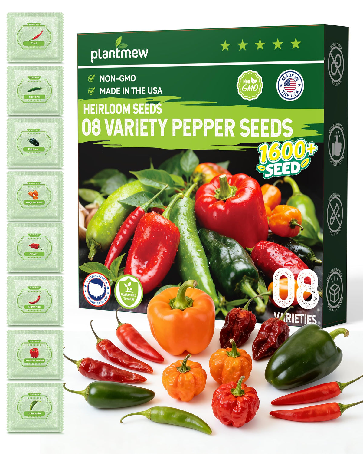 PlantMew Ghost pepper seeds close-up for bold, homegrown spice harvest.
