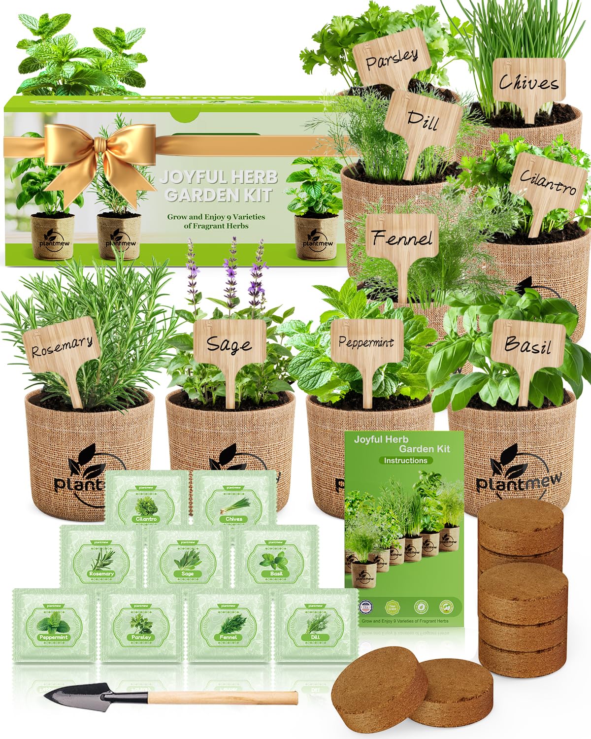 PLANTMEW herb seeds variety pack in gift packaging for a fresh herb garden gift.