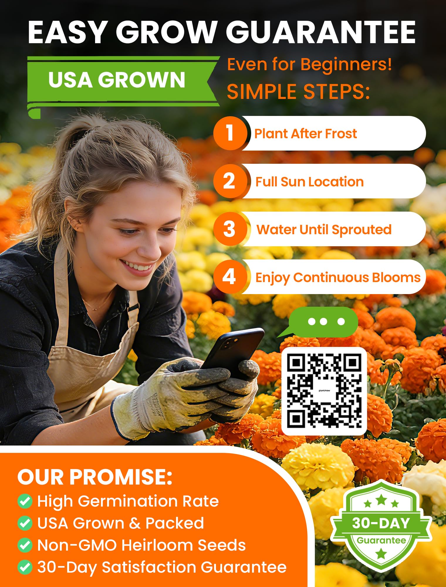PLANTMEW marigold seeds bulk-pack over 60,000 non-GMO.