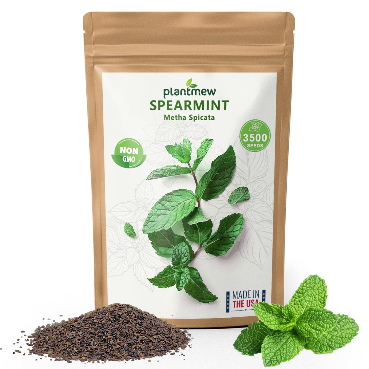 PLANTMEW mint seeds packet close-up for easy home gardening