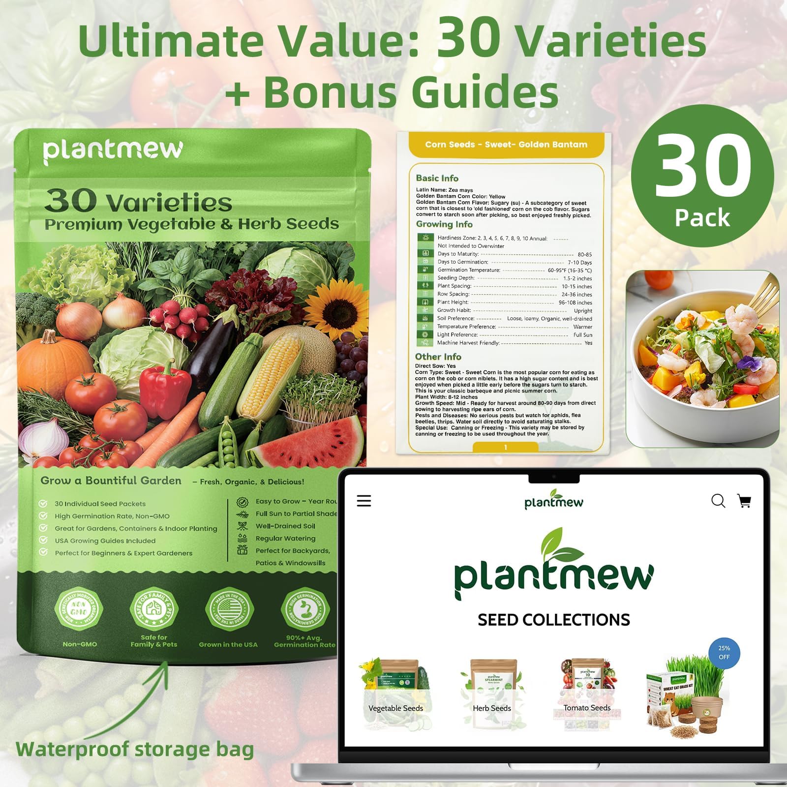 PLANTMEW Seed Vault survival backpack included for outdoor gardening
