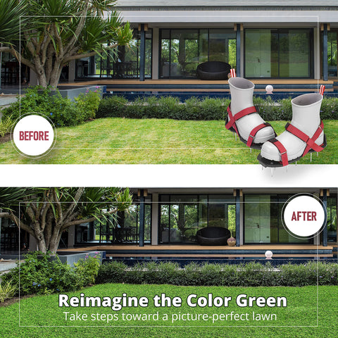 PLANTNOMICS aerator shoes on a lawn demonstrate potential for reducing thatch.