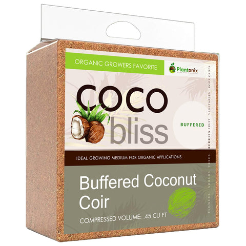 Plantonix Buffered Coco Bliss brick soaking, ideal for rapid hydration of seedlings.