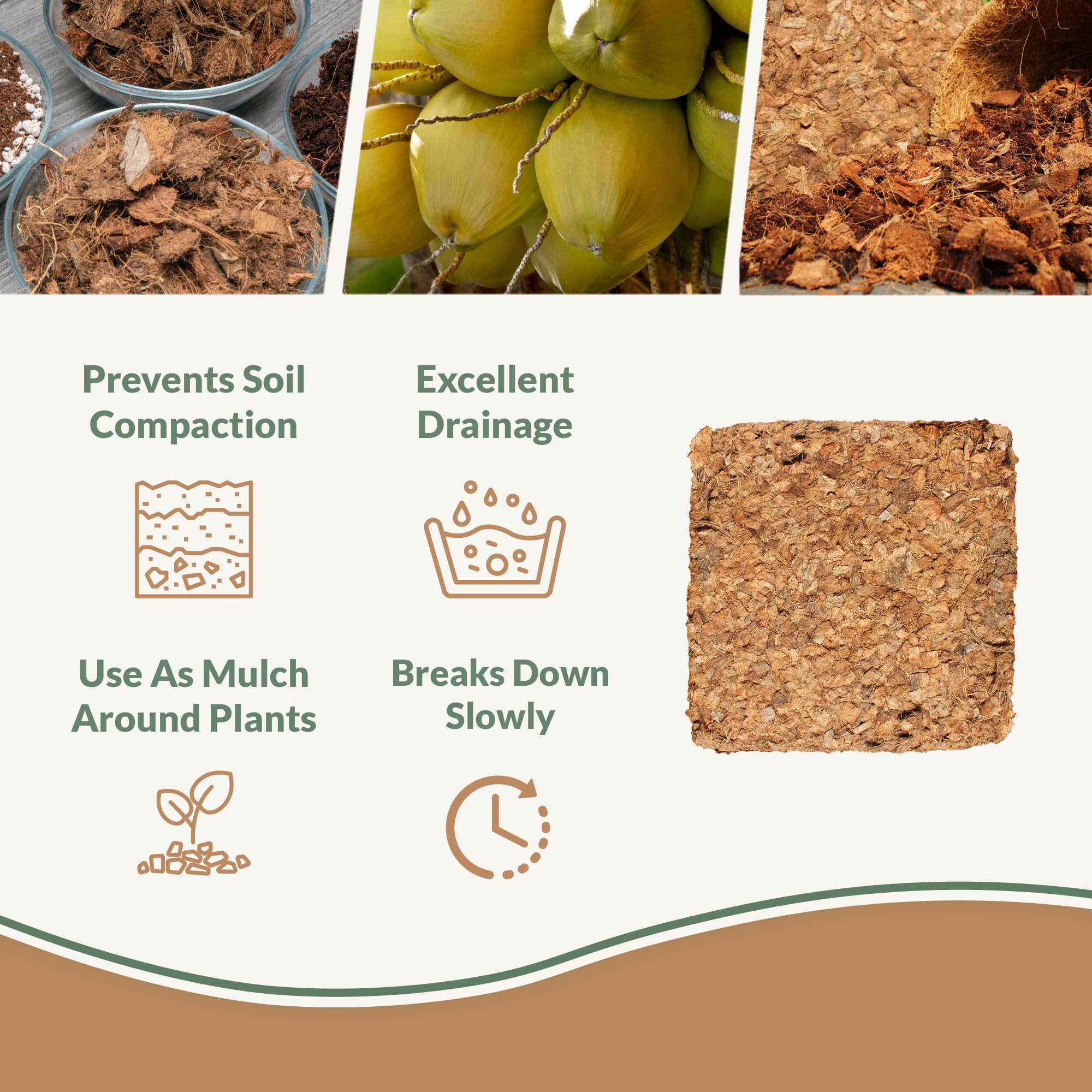 Plantonix Coco Chips moisture absorption close-up shows high moisture retention.