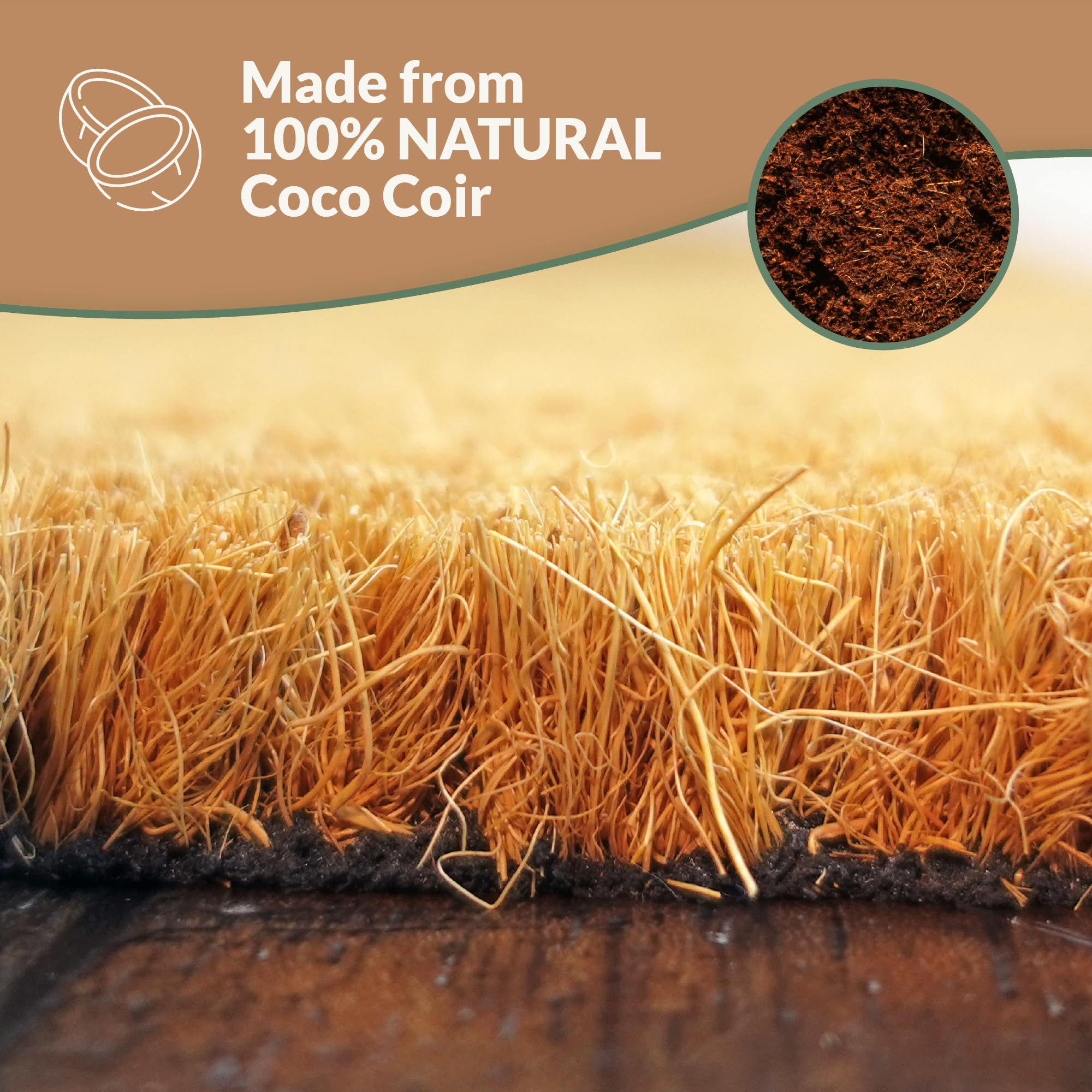 Plantonix Coco Coir Doormat for outdoor use withstands weather while trapping moisture