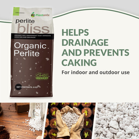 Loose Perlite Bliss granules enhance aeration and drainage in potting mixes.