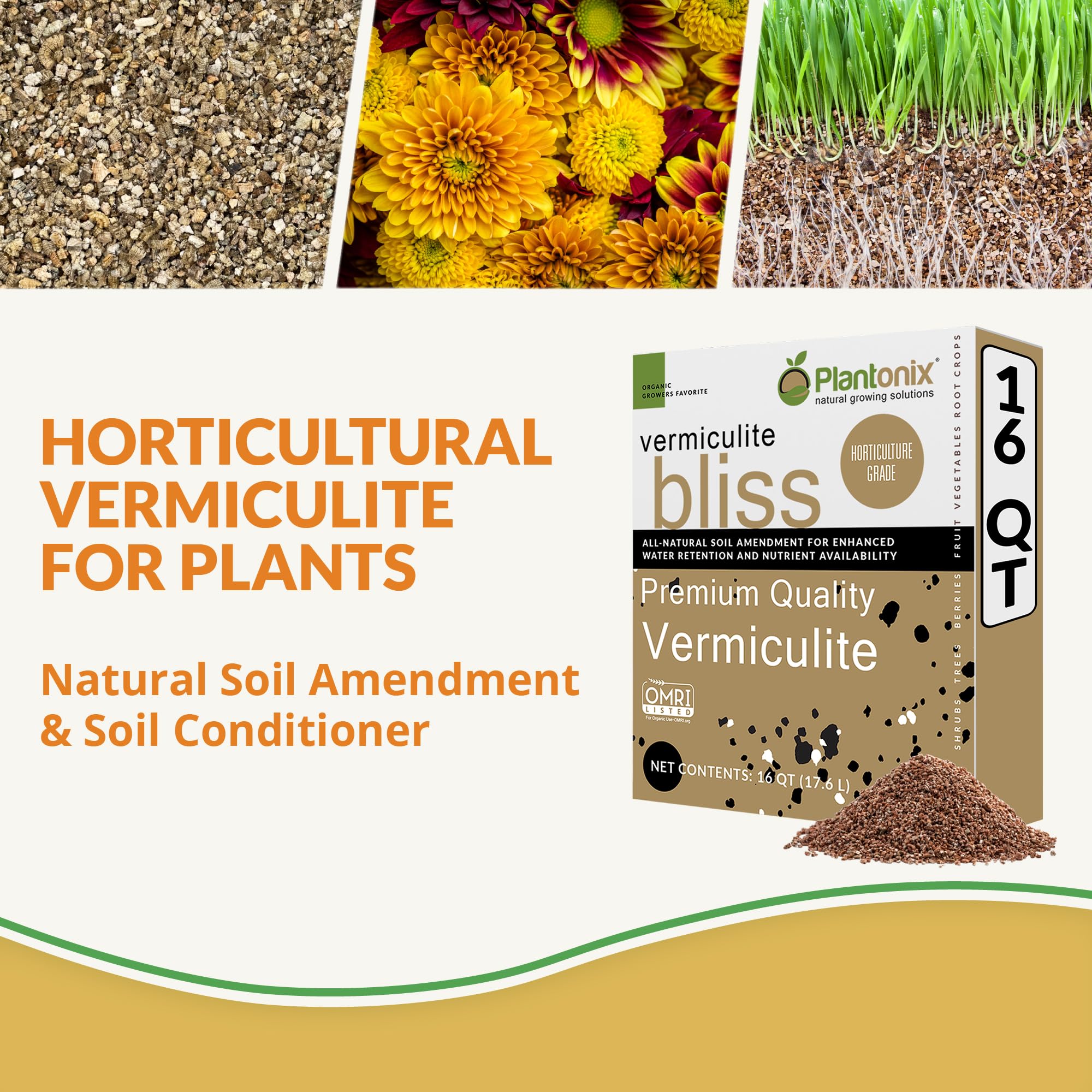 Close-up of Plantonix Vermiculite Bliss as a soil amendment improving nutrient retention.