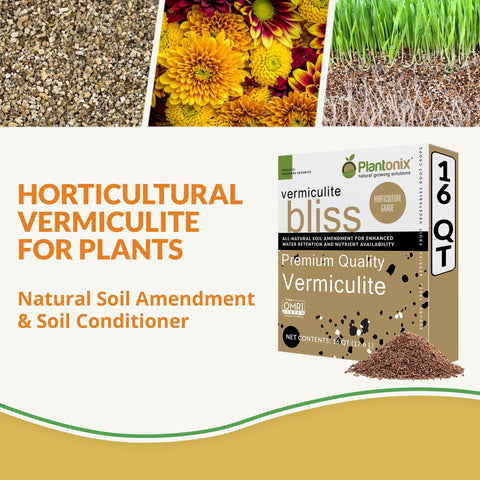 Close-up of Plantonix Vermiculite Bliss as a soil amendment improving nutrient retention.