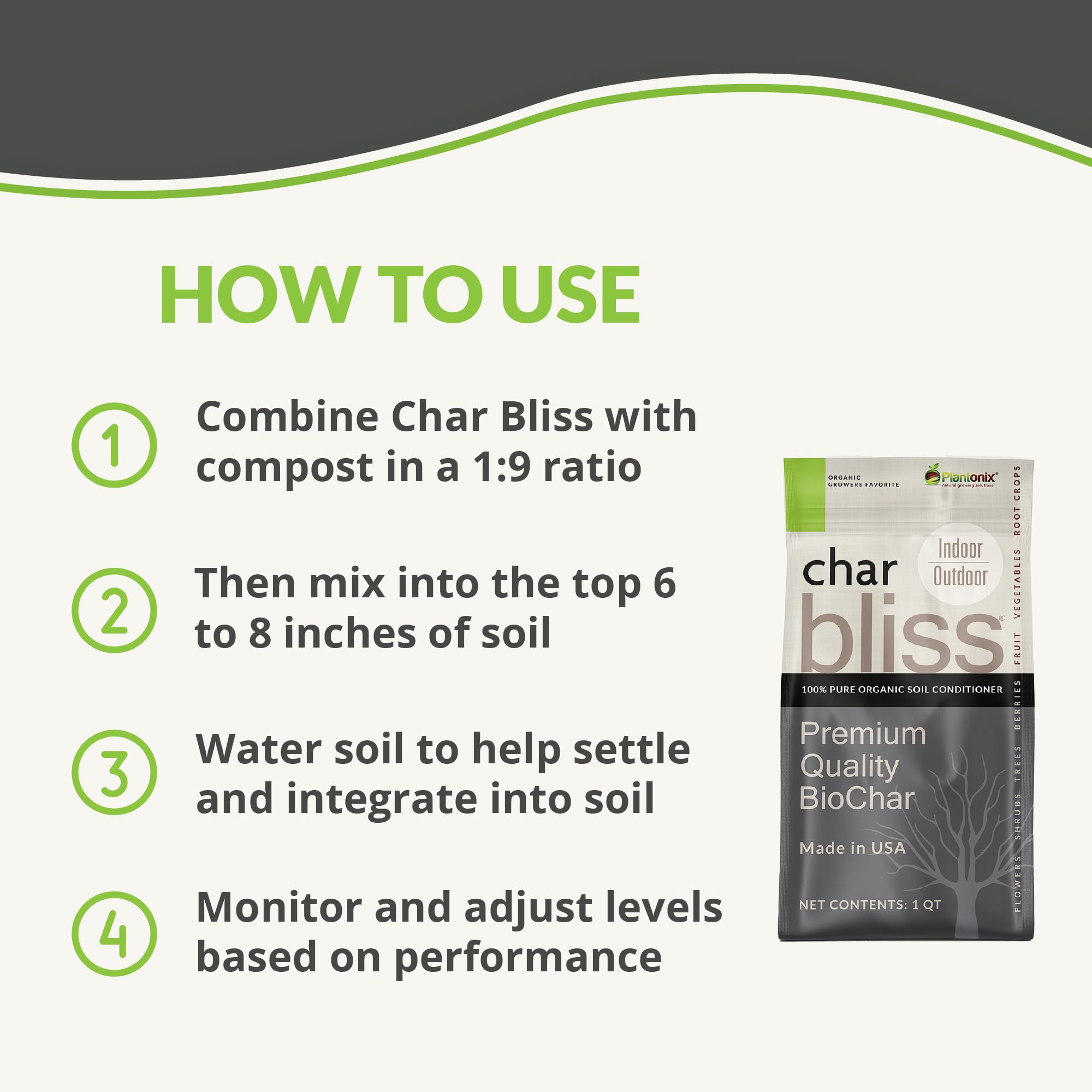 Plantonix Worm Bliss soil mix demonstrates rich nutrients for thriving container plants.