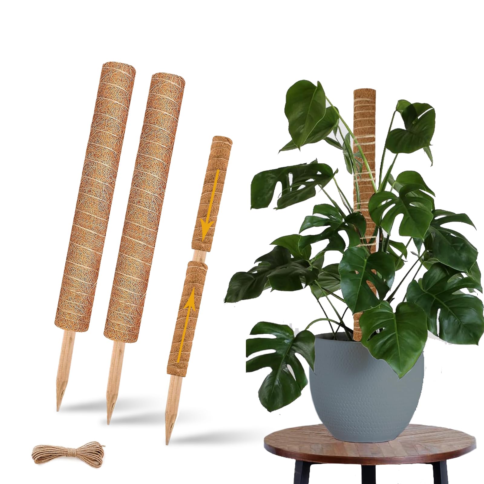 PLANTPOLEX attachment kit showing rope and Velcro for easy setup