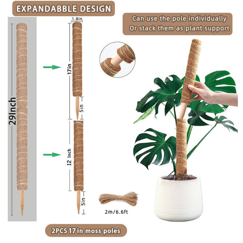 PLANTPOLEX two-pack with jute rope and Velcro for secure attachment