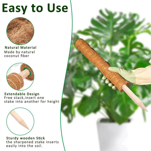 PLANTPOLEX jute rope and Velcro secure attachment to the pole.