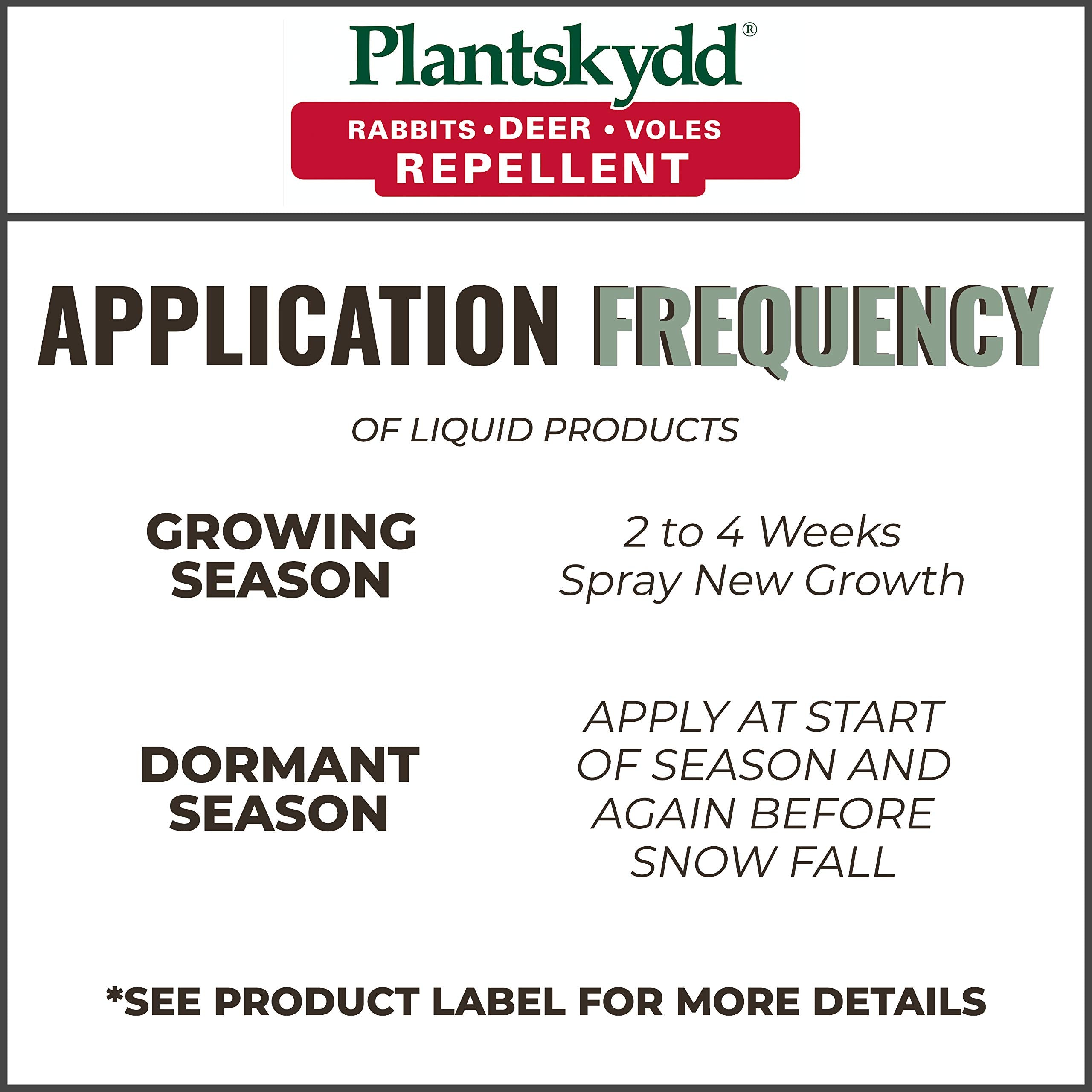 Plantskydd shows rainfast action within 24 hours after application.