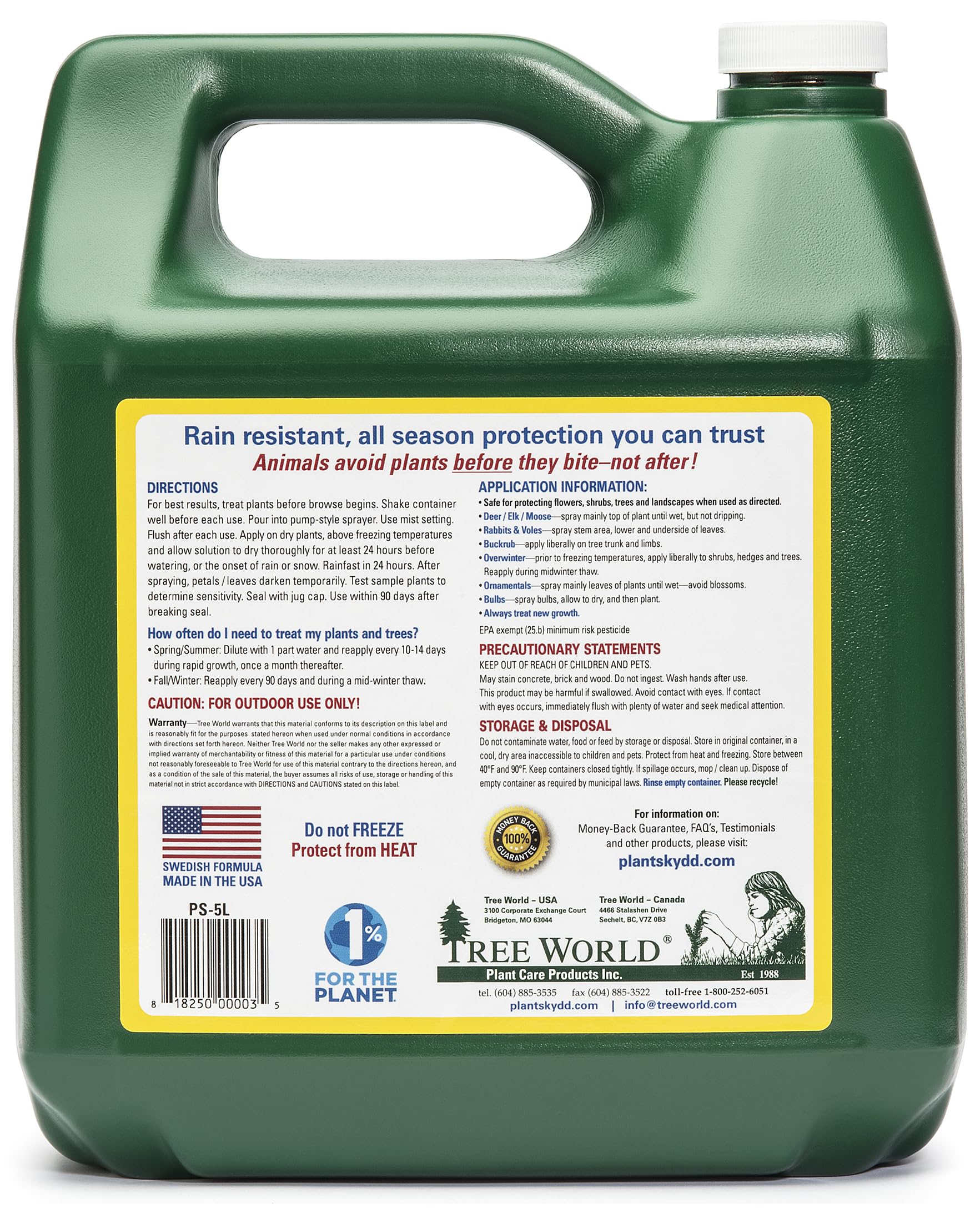 Plantskydd seasonal application supports growing season protection for shrubs.