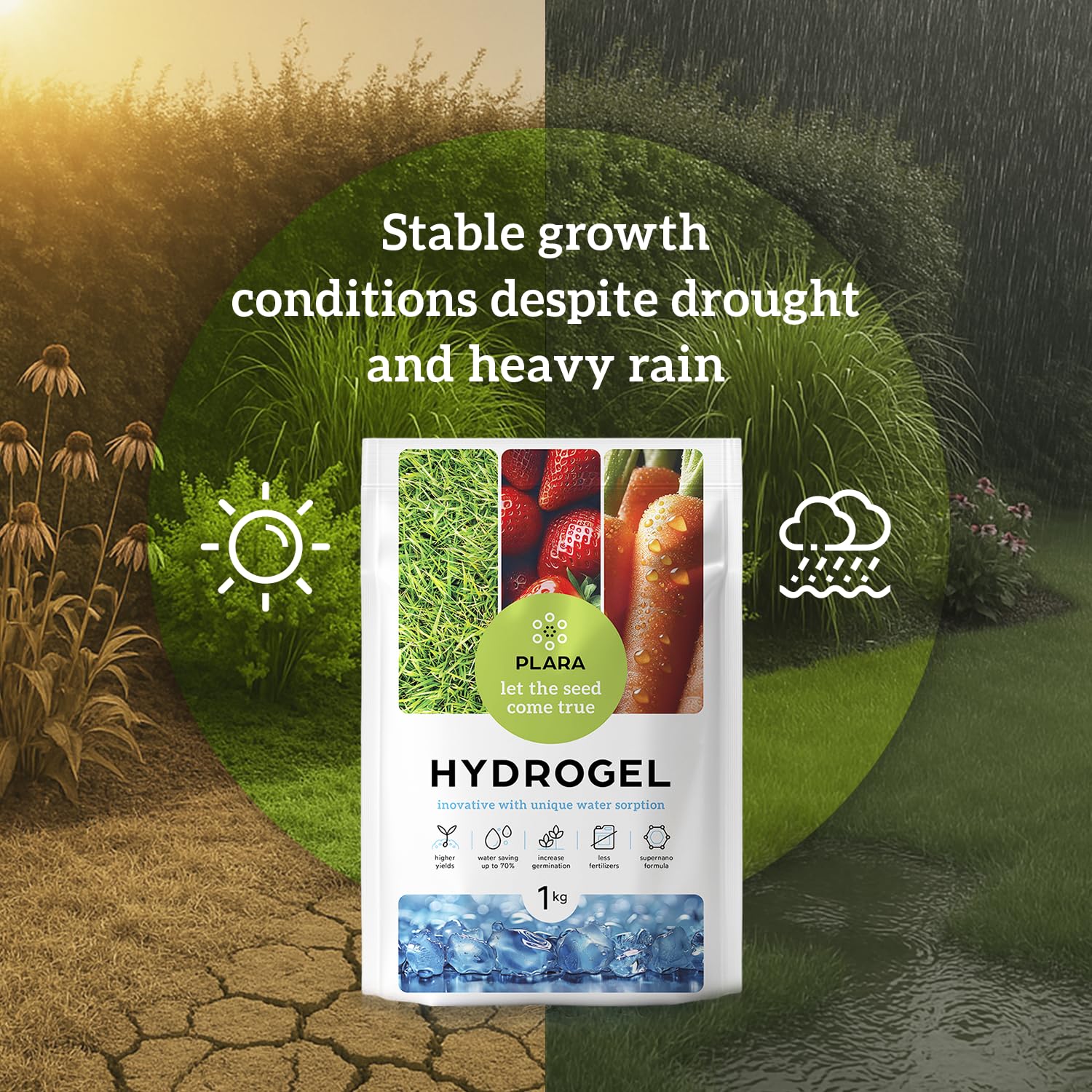 Plara garden bed moisture control improves root hydration.