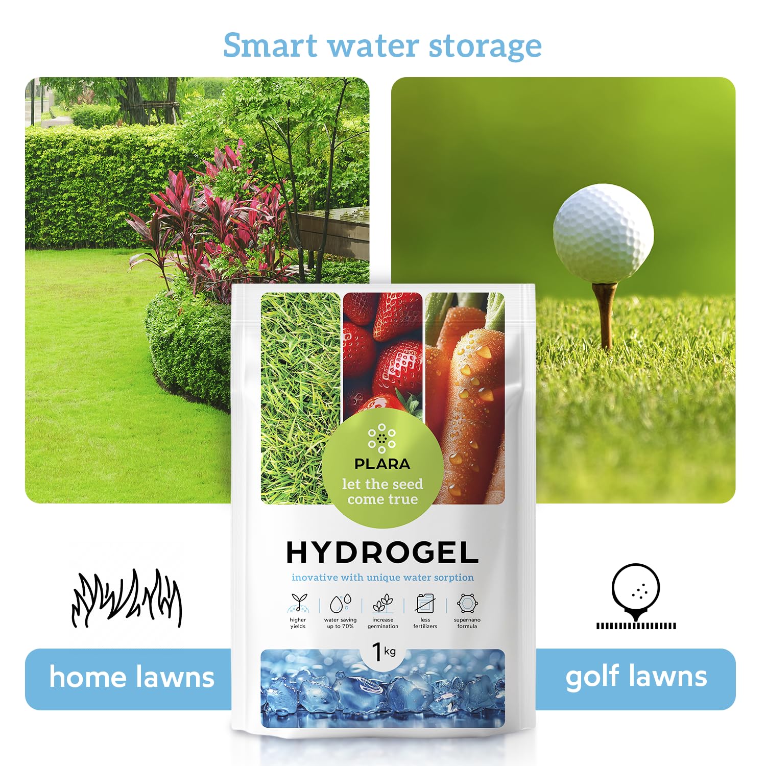 Plara moisture-enhancing hydrogel supports healthy vegetable beds.