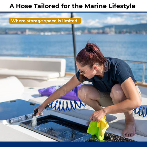 Plastair SpringHose with anti-corrosive fittings resists saltwater wear.