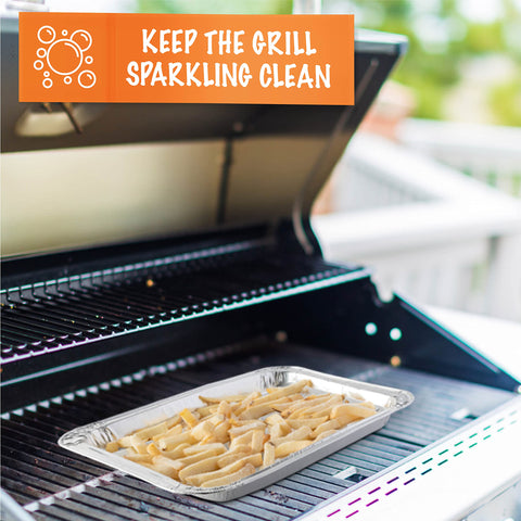 PLASTICPRO thick durable aluminum foil ensures sturdy pans for versatile cooking.