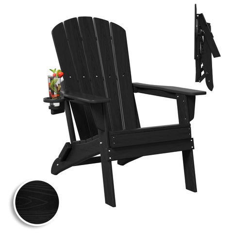 Plawdlik folding Adirondack chair with cup holder for poolside sipping.