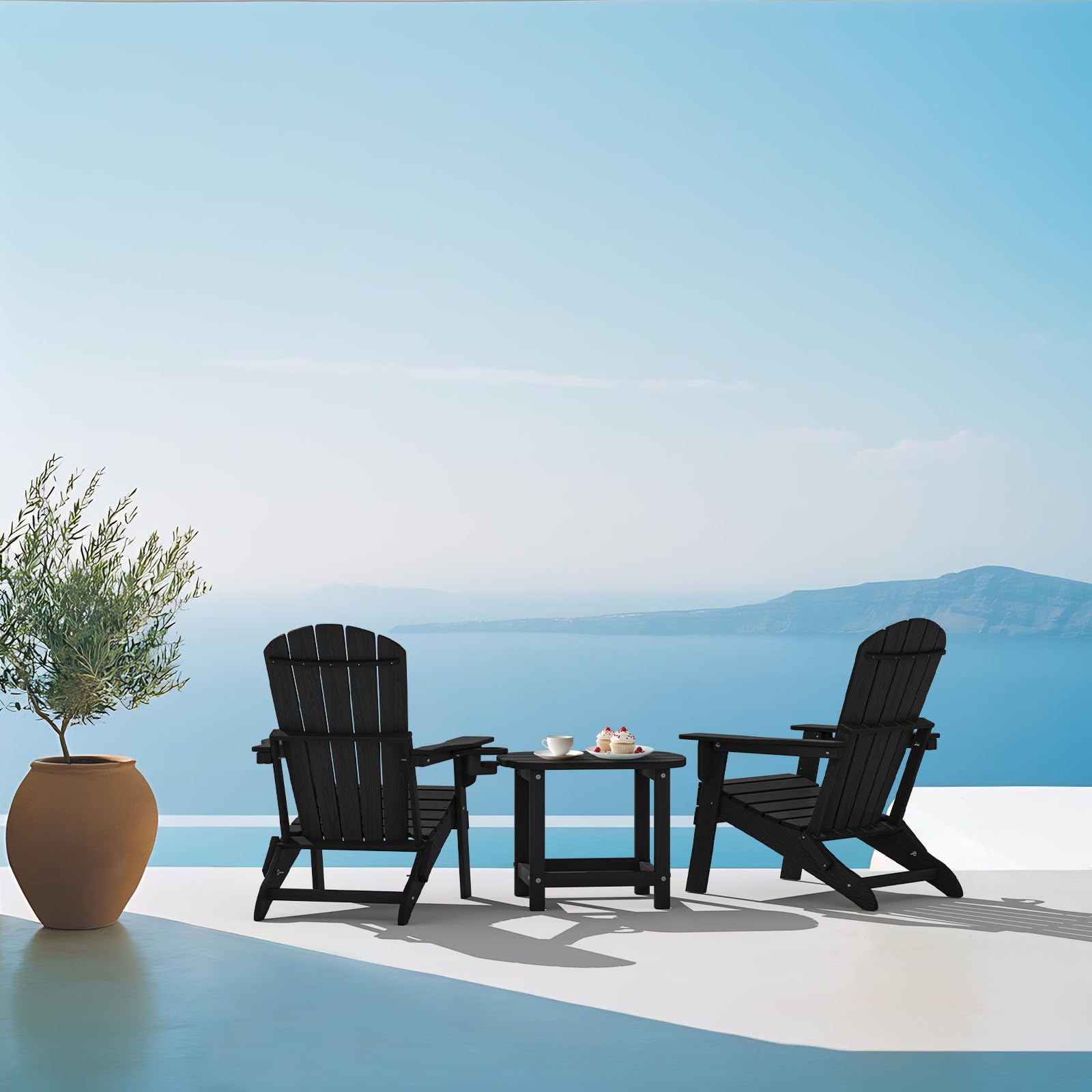 Plawdlik wood-texture Adirondack chair adds natural look with low maintenance.