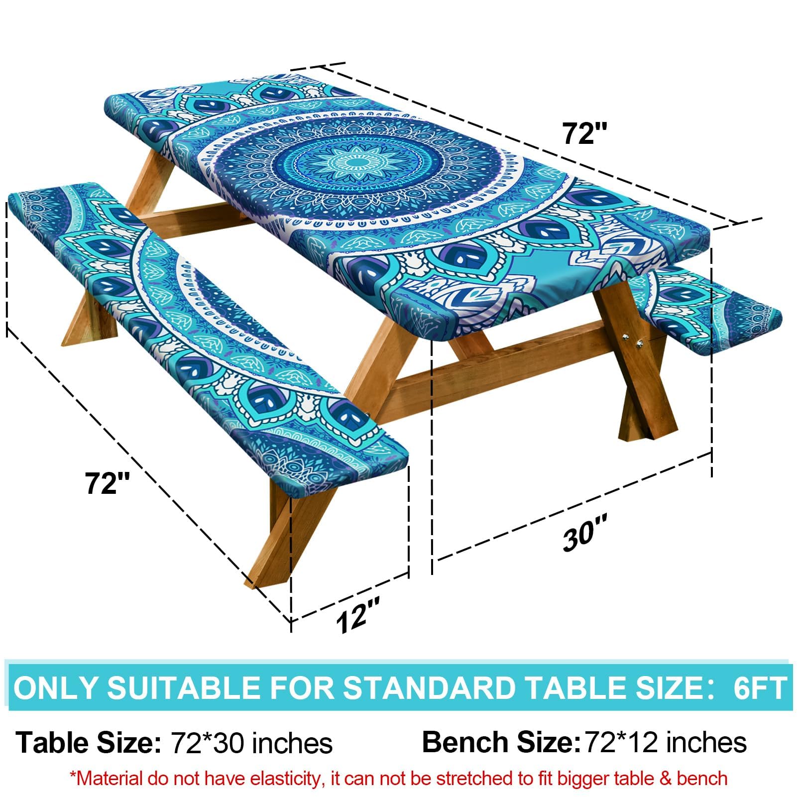 Play Tailor bench cover 72in x 12in shields seating from dirt and moisture.