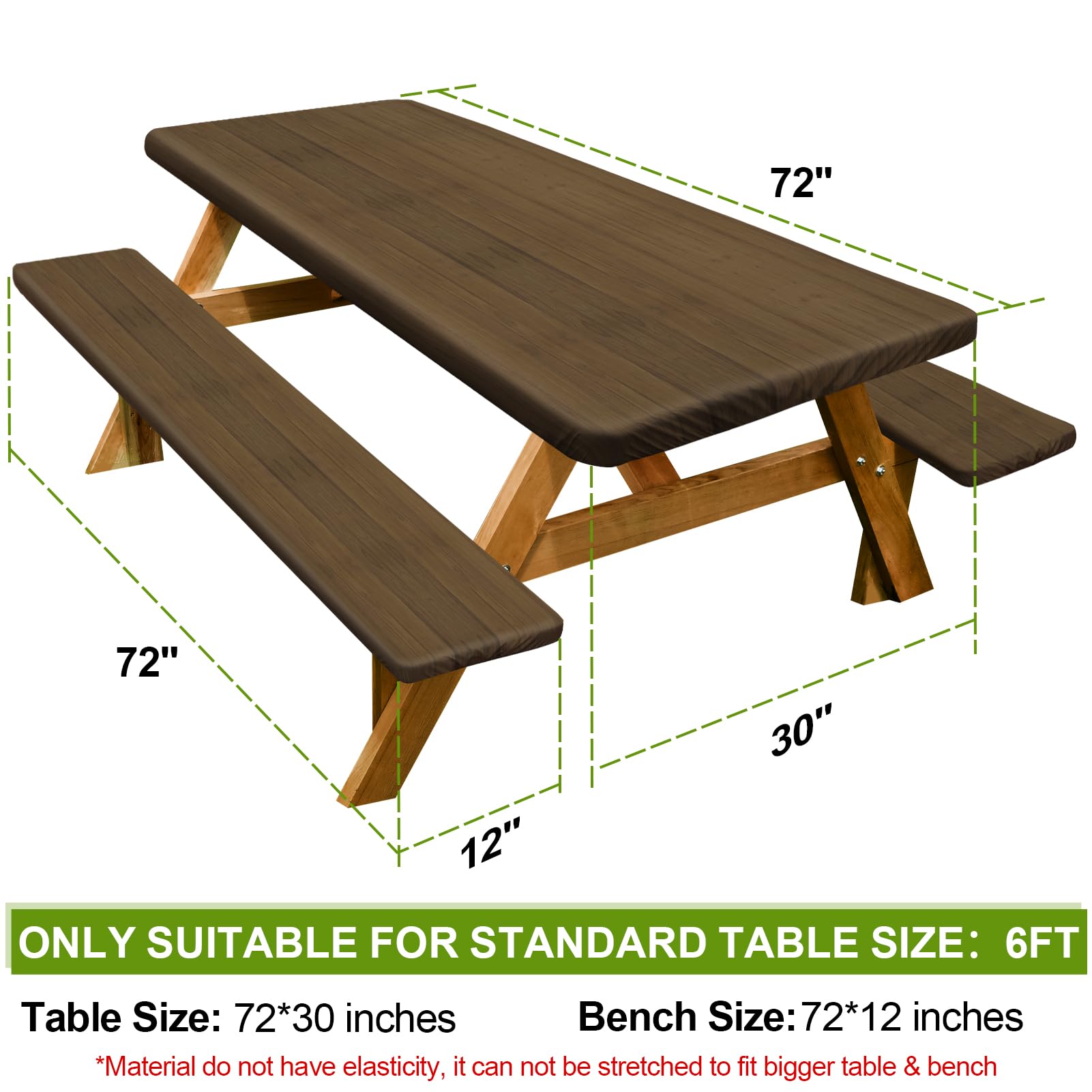 Play Tailor bench cover 72-inch, dark brown, keeps benches clean for camping and picnics.