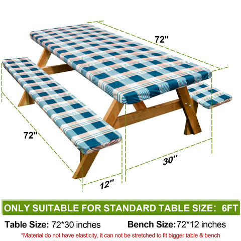 Play Tailor bench cover in green checkered pattern shields benches from messes