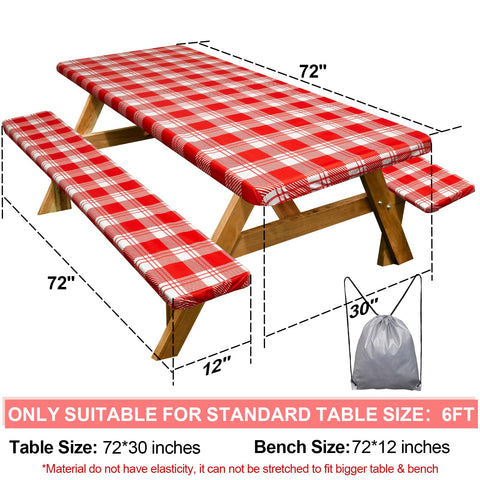 Play Tailor bench covers set 72in red checkered protects seating from spills