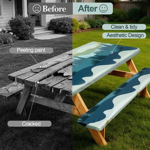 Play Tailor bench covers 72-inch green-blue keep seating clean.