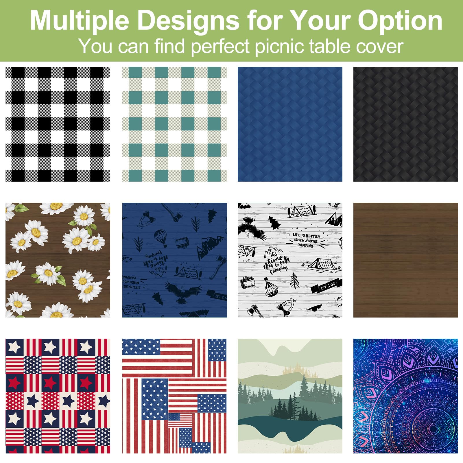 Play Tailor patterned camping cloth adds style to gatherings.