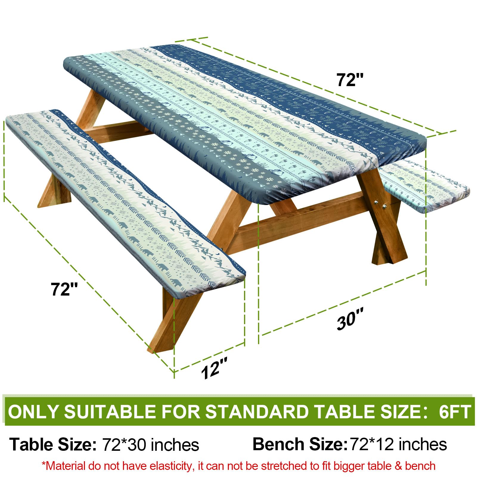 Play Tailor bench cover 72x12 on weathered wood keeps seats dry and tidy.