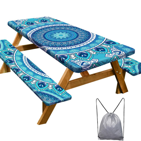 Play Tailor picnic table cover 72in protects the table from spills during outdoor meals.