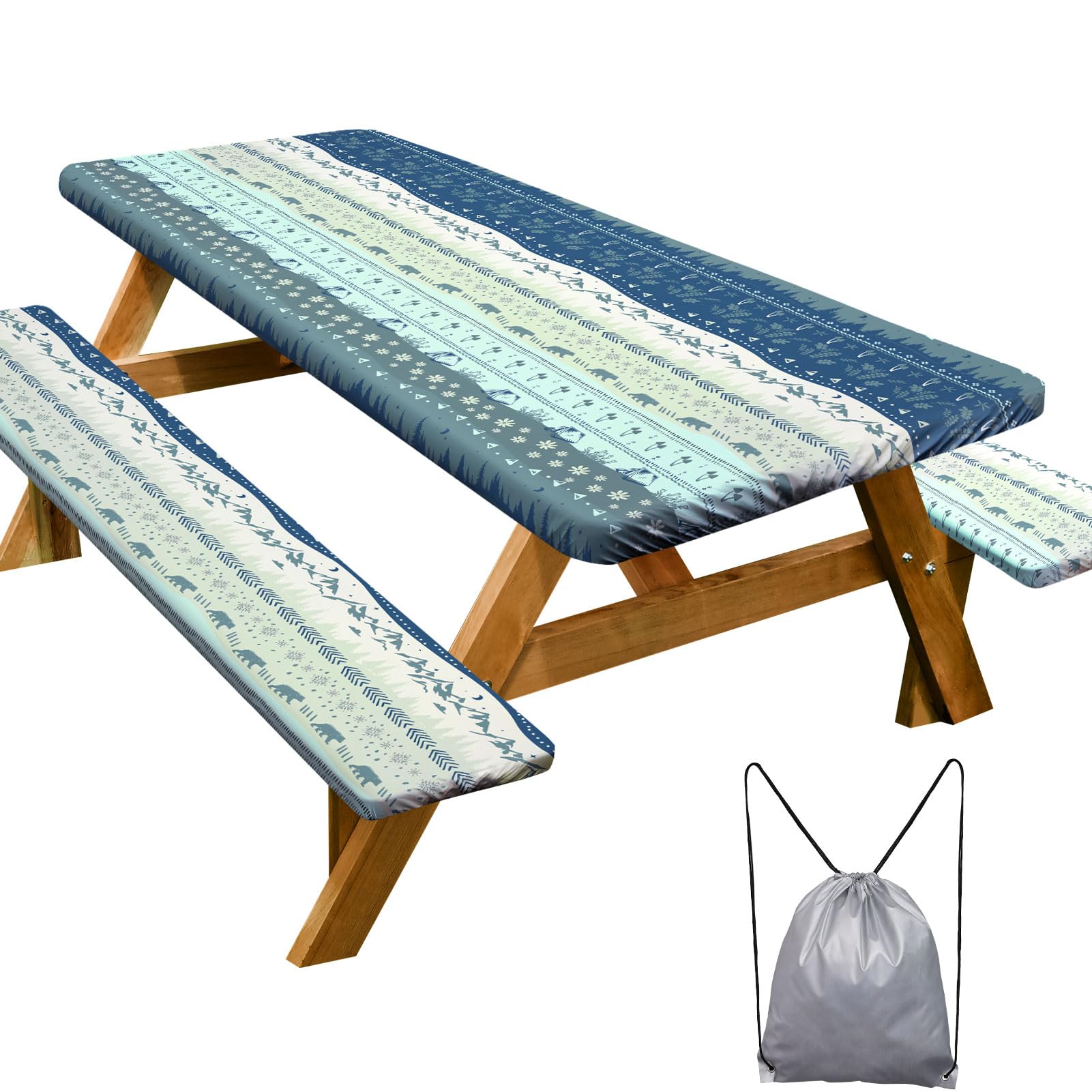 Play Tailor picnic table cover 72x30 in protects the surface from spills.