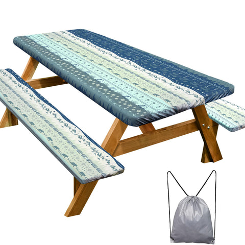 Play Tailor picnic table cover 72x30 in protects the surface from spills.