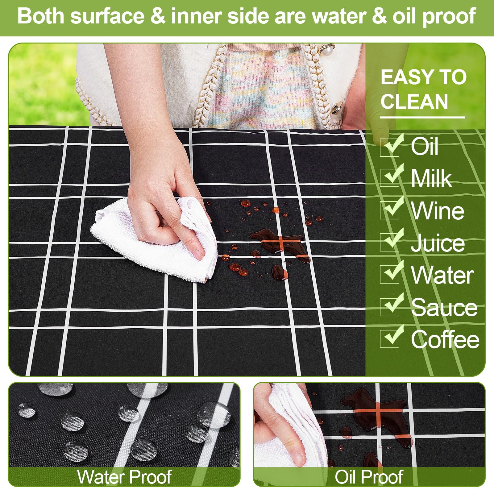 Play Tailor waterproof tablecloth close-up reveals durable, wrinkle-free fabric.