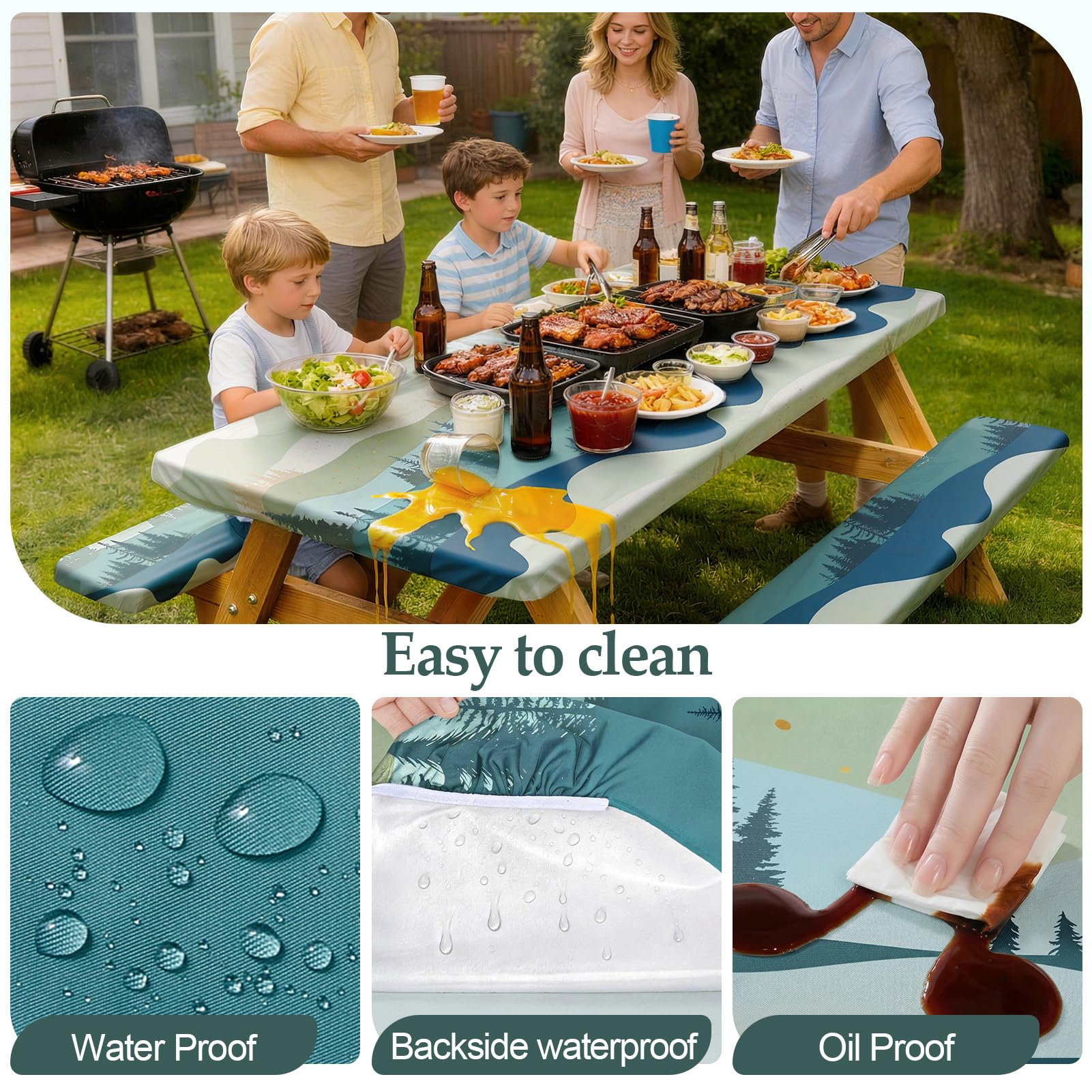 Play Tailor windproof elastic edge demonstrates secure fit on breezy days.