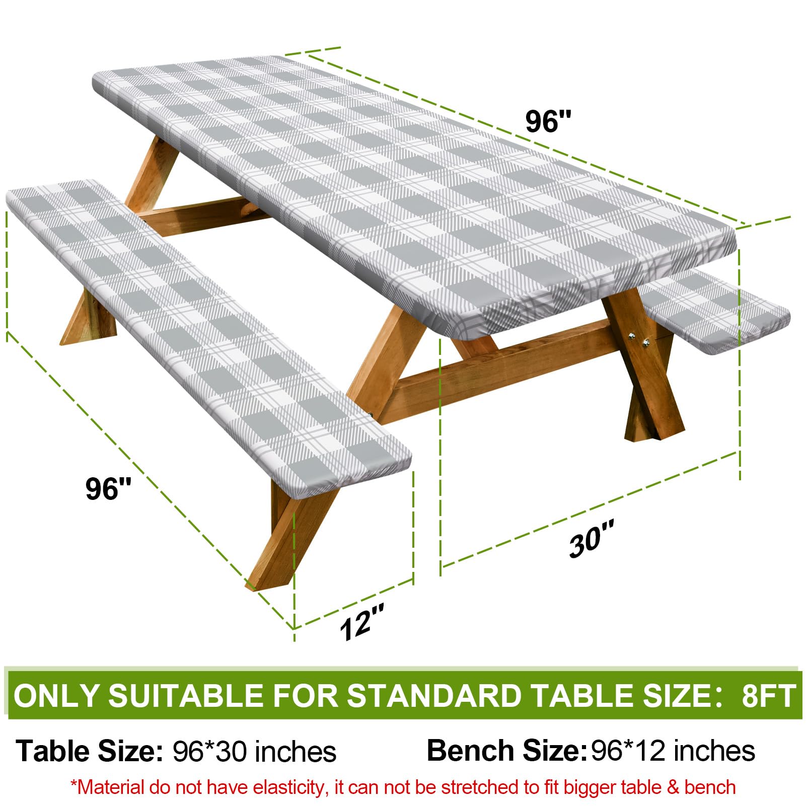 Play Tailor bench cover 72x12 gray checkered keeps benches clean and intact.