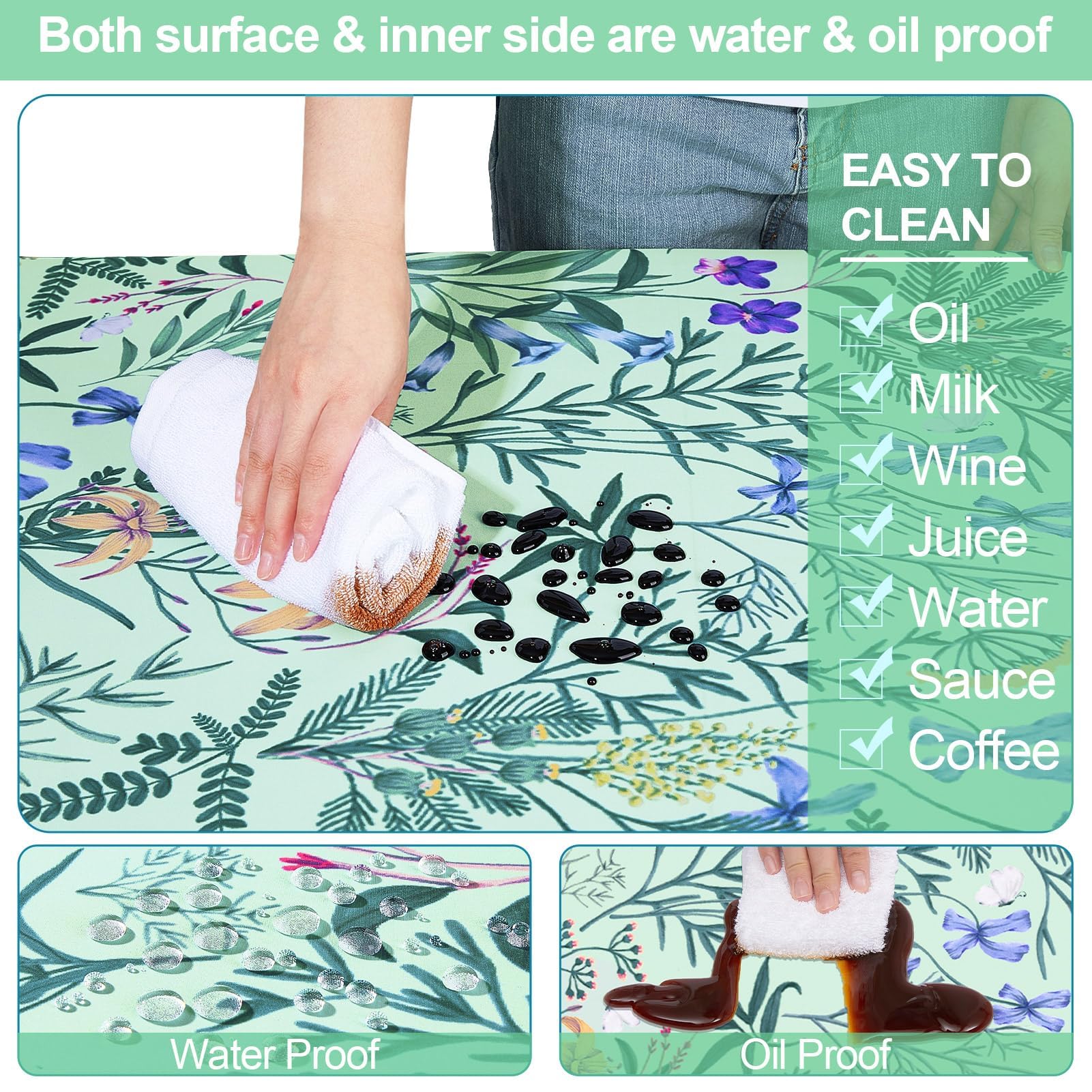 Play Tailor waterproof fabric closeup shows durable, stain-resistant protection.
