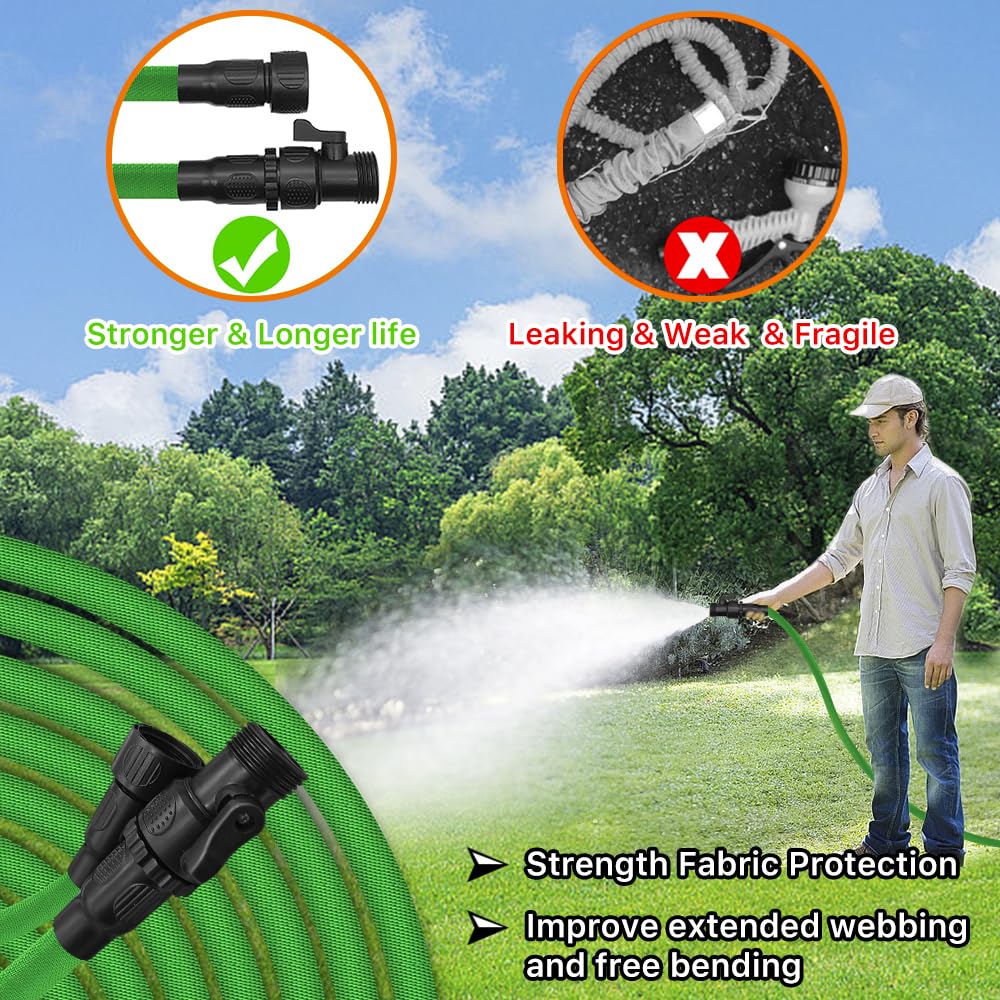PLEASELIFT lightweight hose offers effortless handling and yard maneuverability.