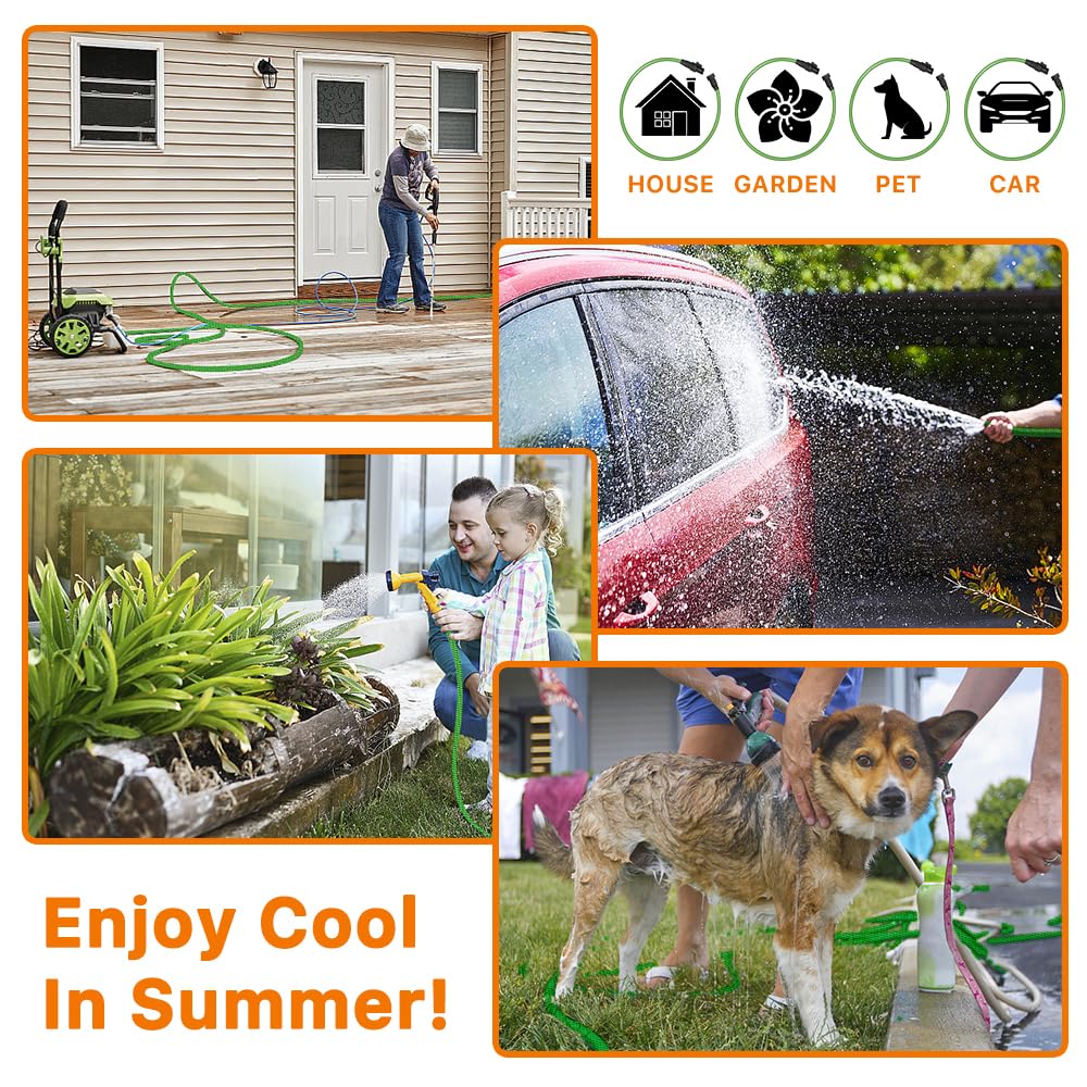 PLEASELIFT garden hose versatile for watering, cleaning, and more.