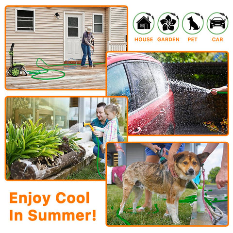 PLEASELIFT garden hose versatile for watering, cleaning, and more.