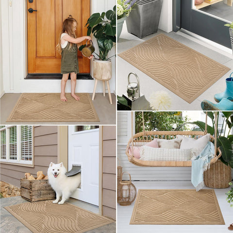 PLEASOR dirt-resistant doormat reduces tracking in high-traffic areas.