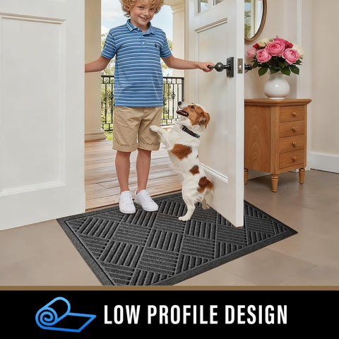 PLEASOR entry mat non-slip-backing stays in place, reducing slips at thresholds.
