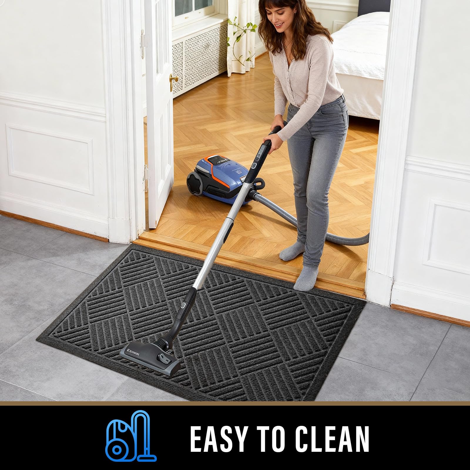 PLEASOR floor-mat easy-clean design simplifies maintenance for busy homes.