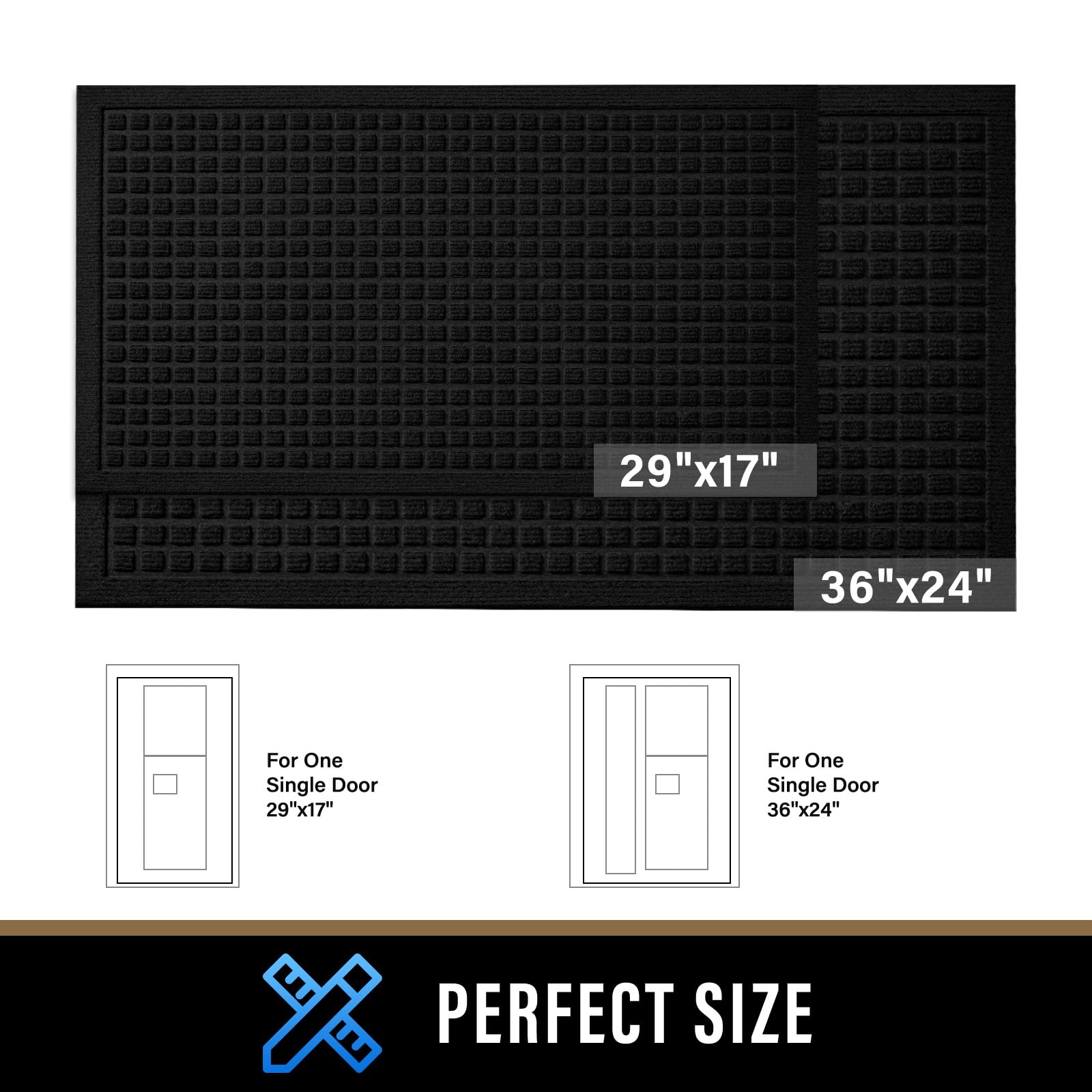 PLEASOR front door mat fade-resistant fabric maintains color and longevity