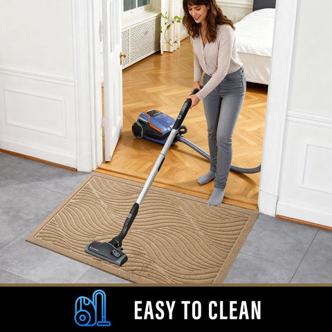 PLEASOR low-profile doormat fits under doors without snagging.