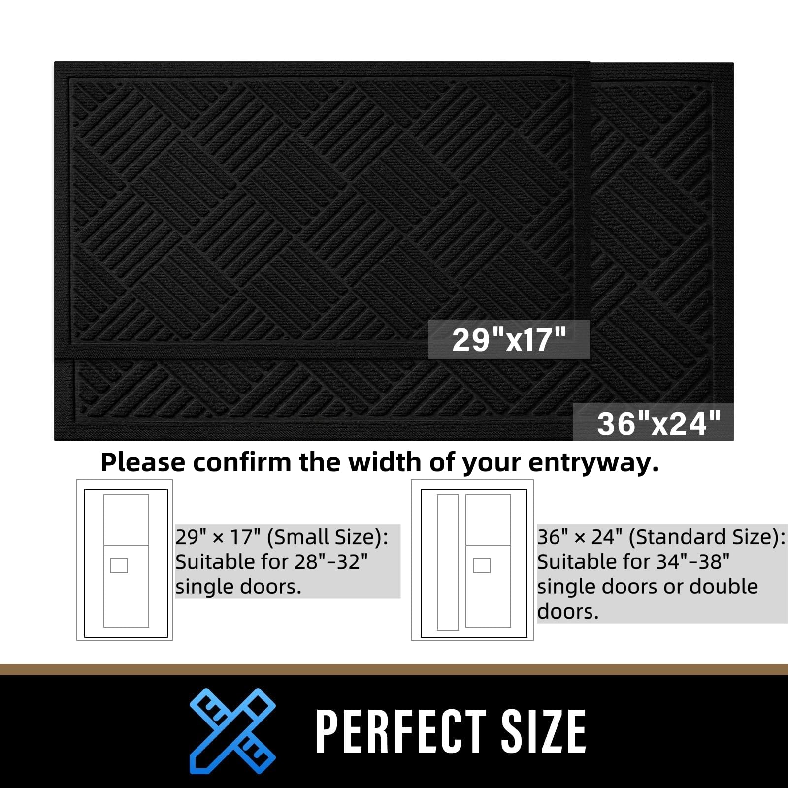 PLEASOR low-profile entry mat fits under doors without snagging