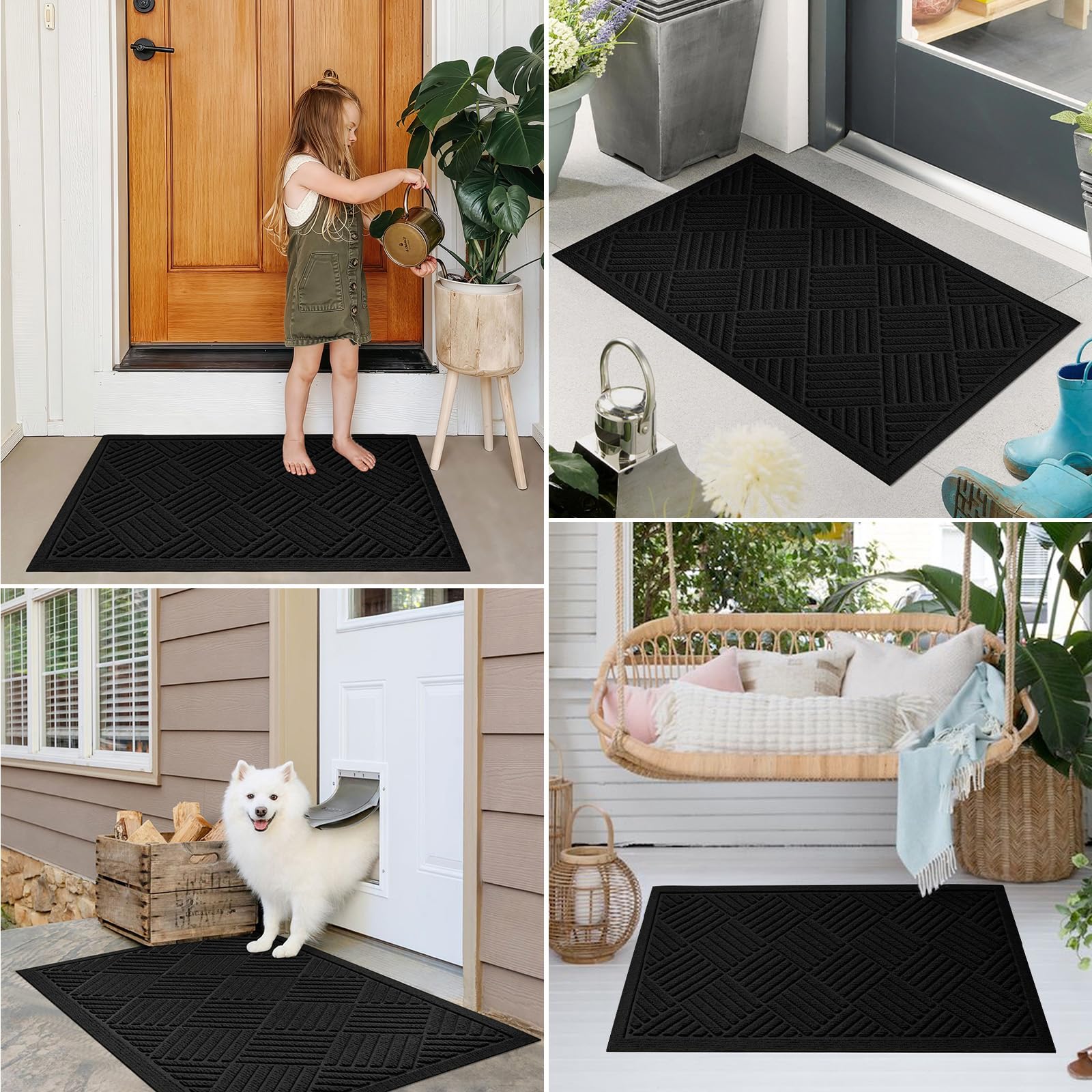 PLEASOR door mat with non-slip backing prevents floor scuffs and trips